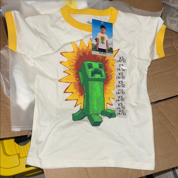 Minecraft Other - Creeper Kids Tee with Yellow Trim